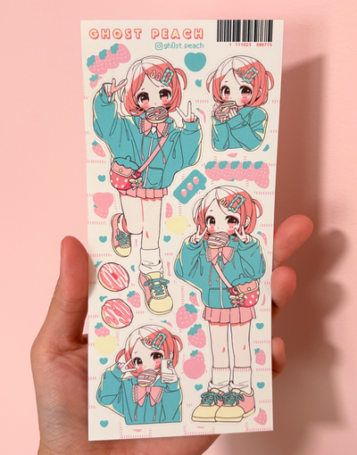 [GP23] Ghost Peach 'Berry Mint Donut' Sticker Sheet