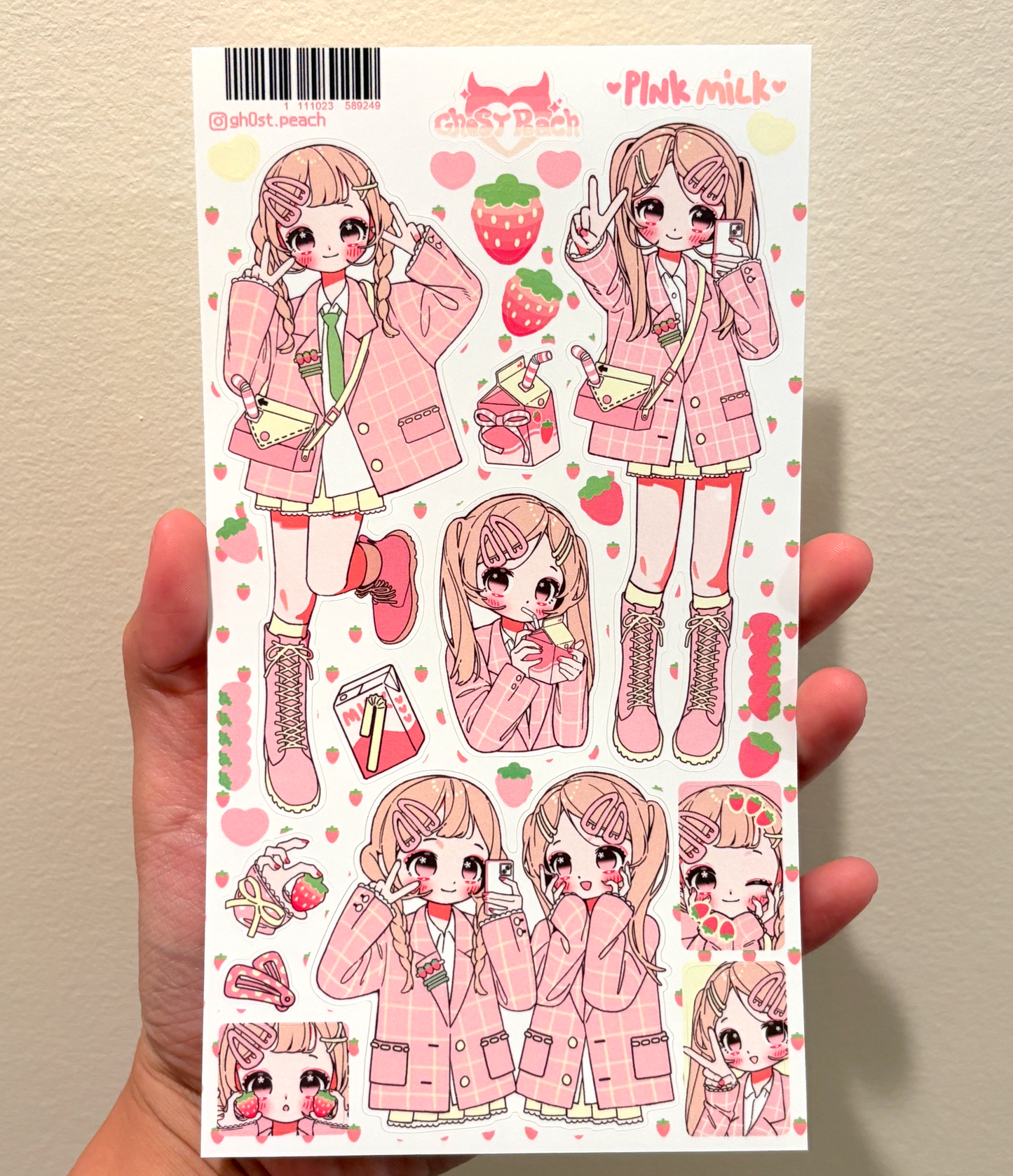 [GP24] Ghost Peach 'Creamy Milk Girl' Sticker Sheet