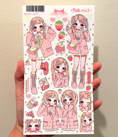 [GP24] Ghost Peach 'Creamy Milk Girl' Sticker Sheet