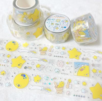 [LT111] Lita Planet Moon Bunny Hologram Kisscut Masking Tape 2.5cm x 5m