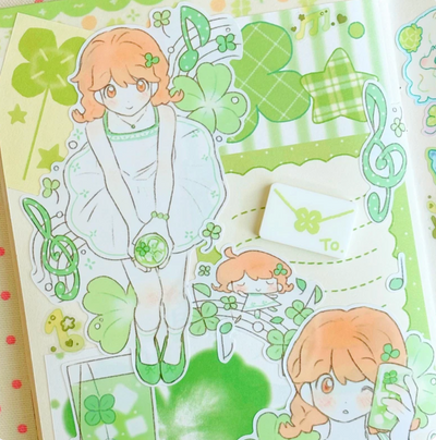 [CW119] NEW Cotton World 'A Sip of Green Tea' Sticker Sheet
