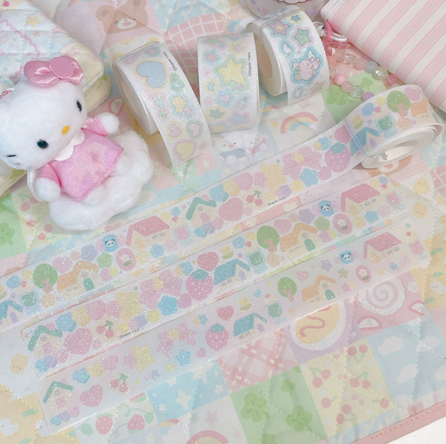 [RY37] NEW Rayeon Fancy 'Pastel Deco' Glitter Kisscut Masking Tape
