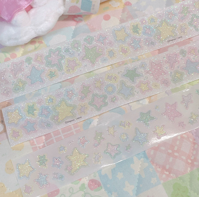[RY34] NEW Rayeon Fancy 'Doodle Twinkle' Glitter Kisscut Masking Tape