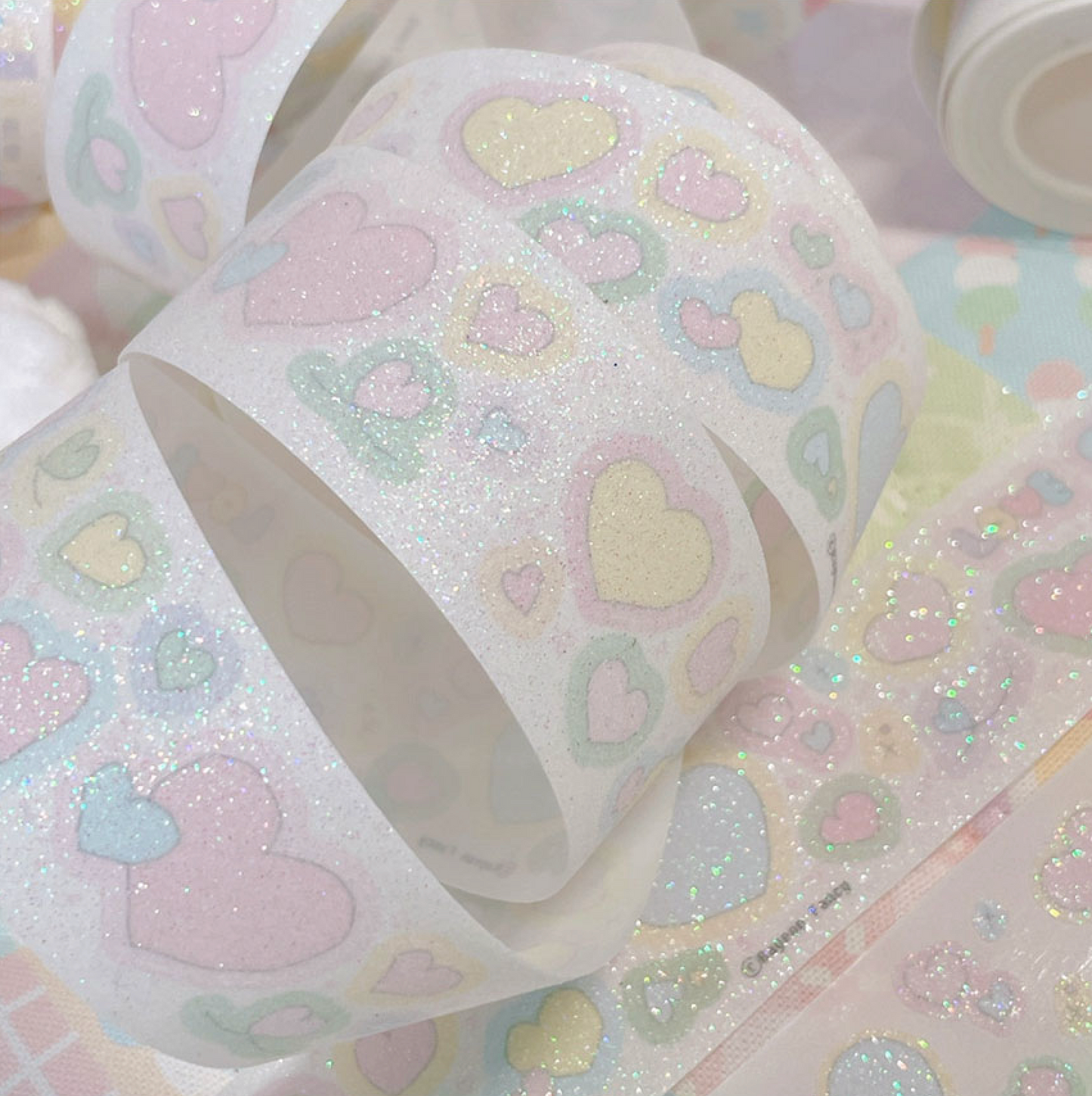[RY35] NEW Rayeon Fancy 'Silly Heart' Glitter Kisscut Masking Tape