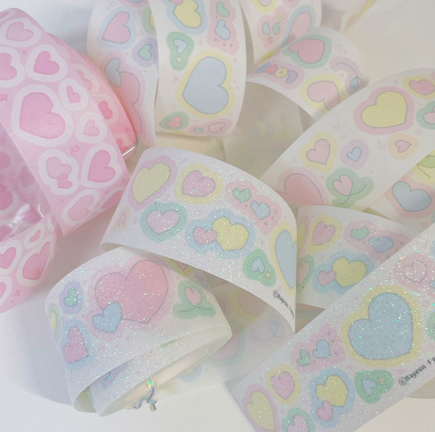 [RY35] NEW Rayeon Fancy 'Silly Heart' Glitter Kisscut Masking Tape