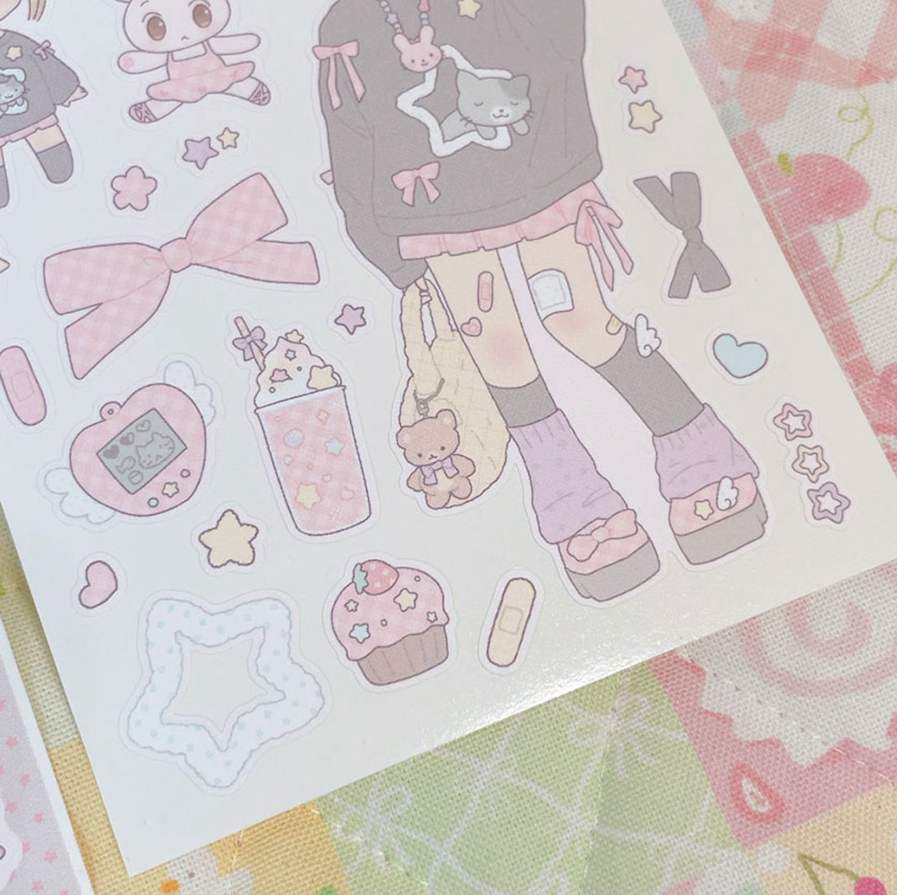 [RY14] NEW Rayeon Fancy 'Gray Ribbon Girl' Matte Sticker Sheet