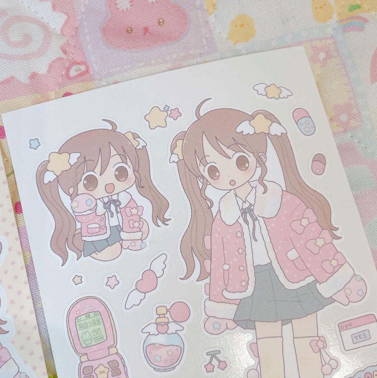 [RY15] NEW Rayeon Fancy 'Pink Puffer Jacket Girl' Matte Sticker Sheet