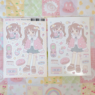 [RY15] NEW Rayeon Fancy 'Pink Puffer Jacket Girl' Matte Sticker Sheet