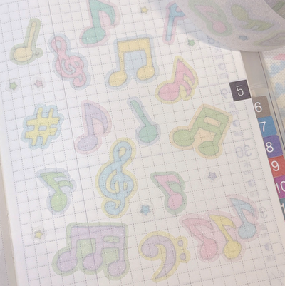 [RY36] NEW Rayeon Fancy 'Doodle Music' Glitter Kisscut Masking Tape