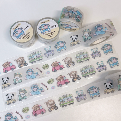 [RY33] NEW Rayeon Fancy 'Let's Travel' Clear Pearl Glitter Kisscut Masking Tape