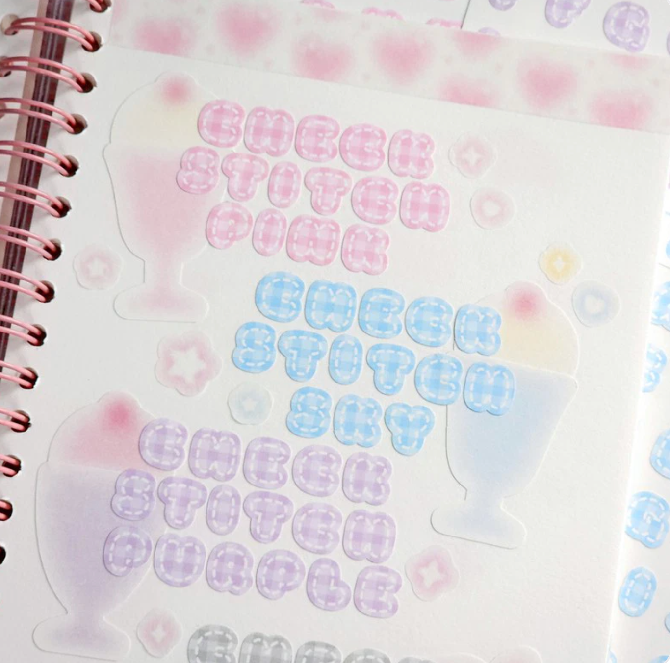 [PT06] NEW Polticker 'Pastel Plaid Stitch Alphabet Sticker Sheets (options)