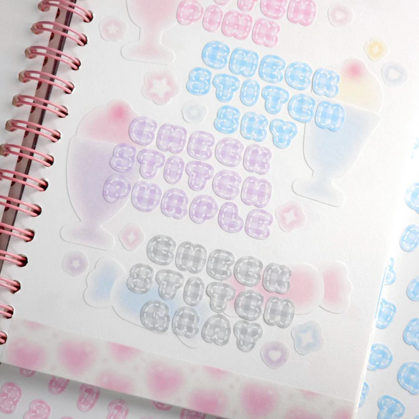 [PT06] NEW Polticker 'Pastel Plaid Stitch Alphabet Sticker Sheets (options)