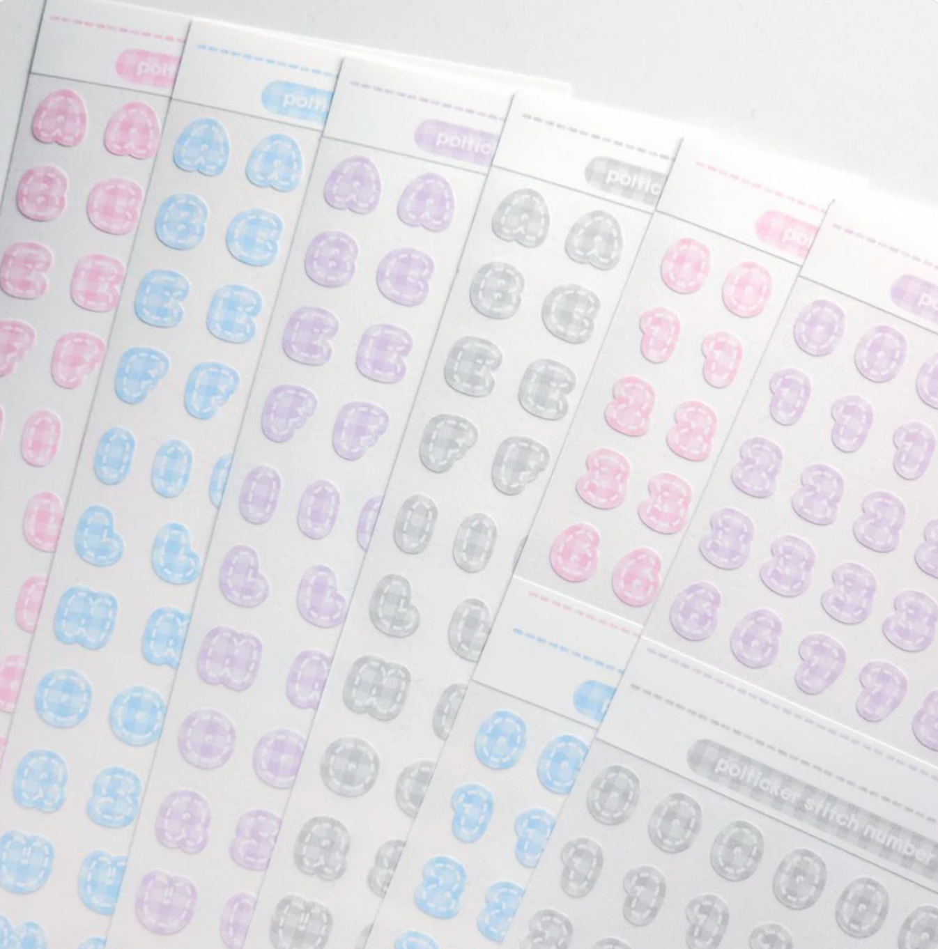 [PT06] NEW Polticker 'Pastel Plaid Stitch Alphabet Sticker Sheets (options)