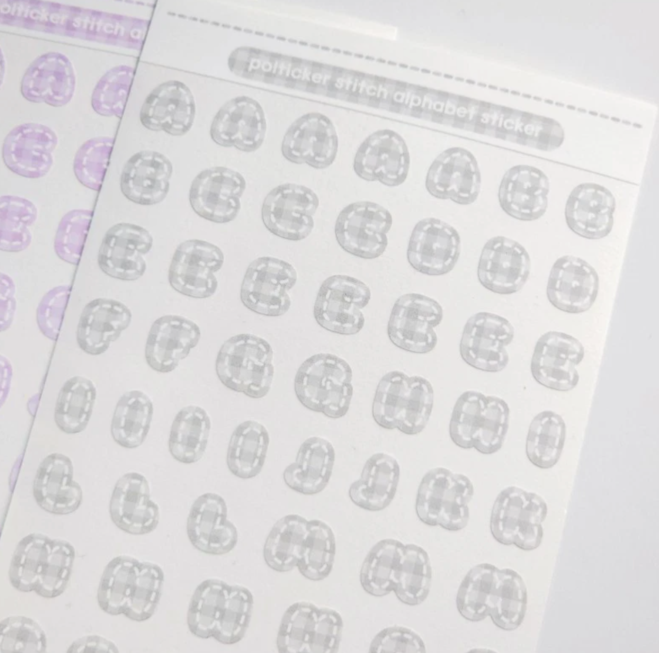 [PT06] NEW Polticker 'Pastel Plaid Stitch Alphabet Sticker Sheets (options)