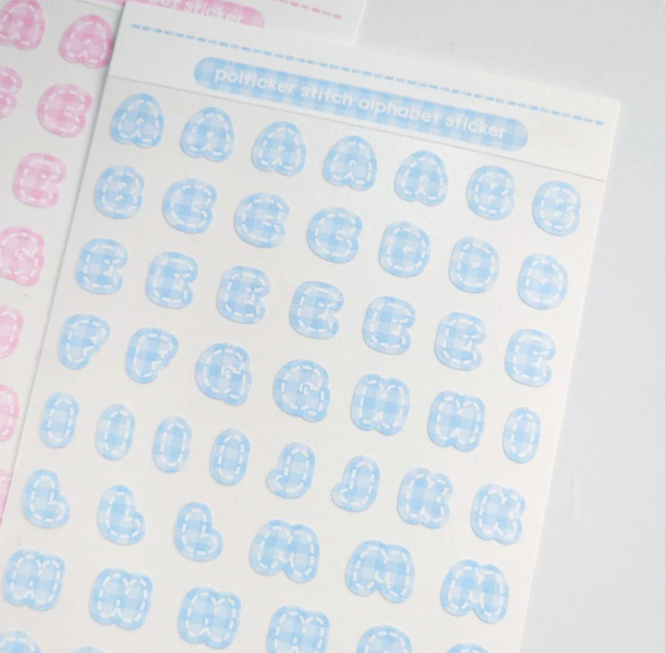 [PT06] NEW Polticker 'Pastel Plaid Stitch Alphabet Sticker Sheets (options)