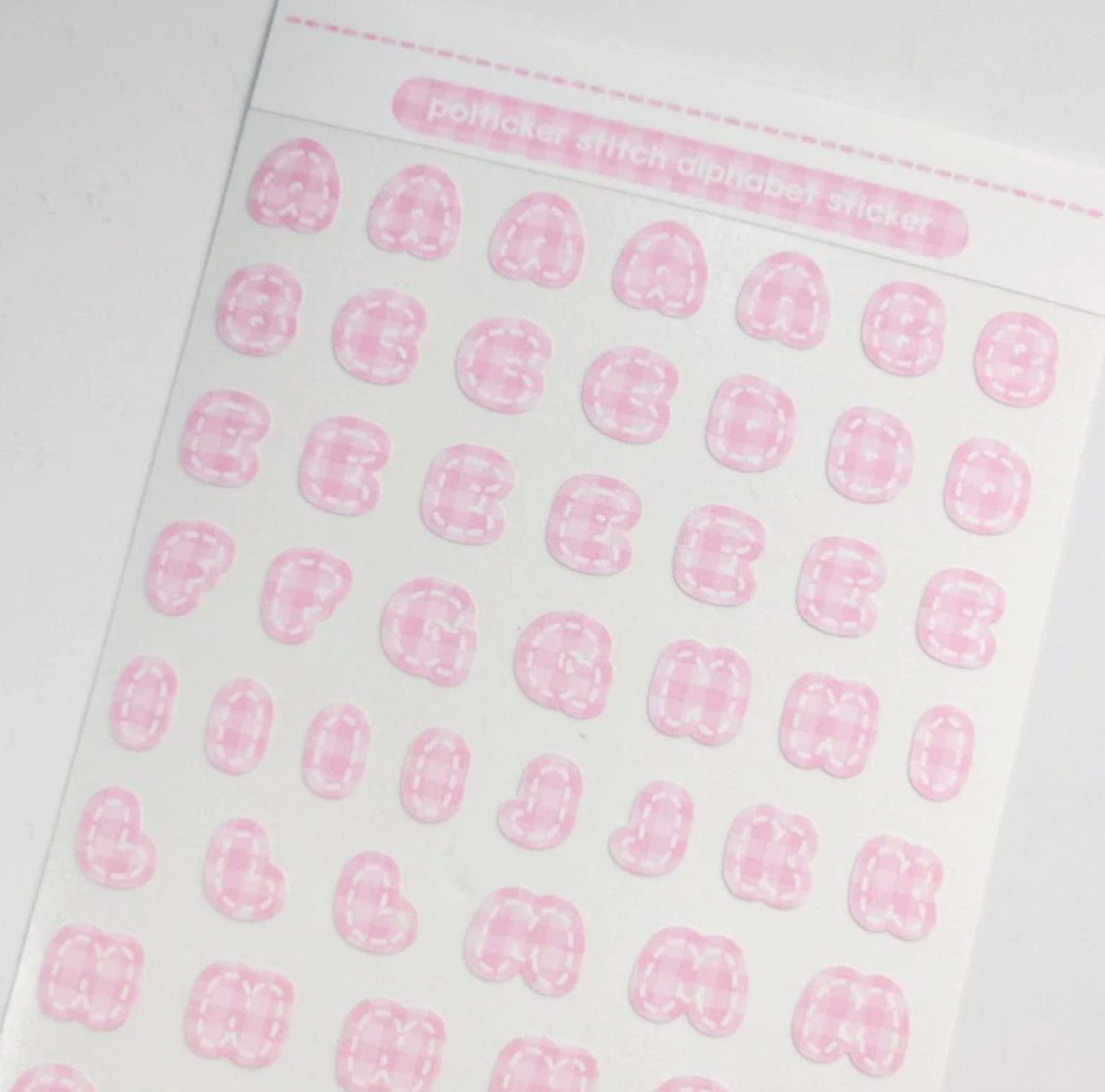 [PT06] NEW Polticker 'Pastel Plaid Stitch Alphabet Sticker Sheets (options)