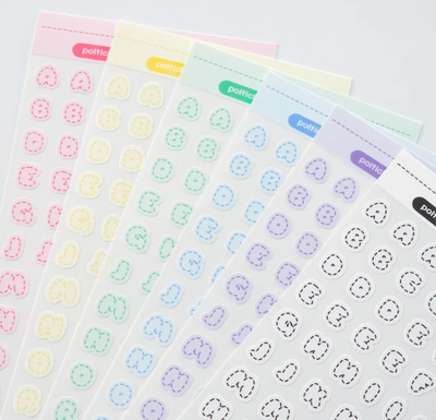[PT07] NEW Polticker 'Pastel Stitch' Alphabet Sticker Sheets (options)