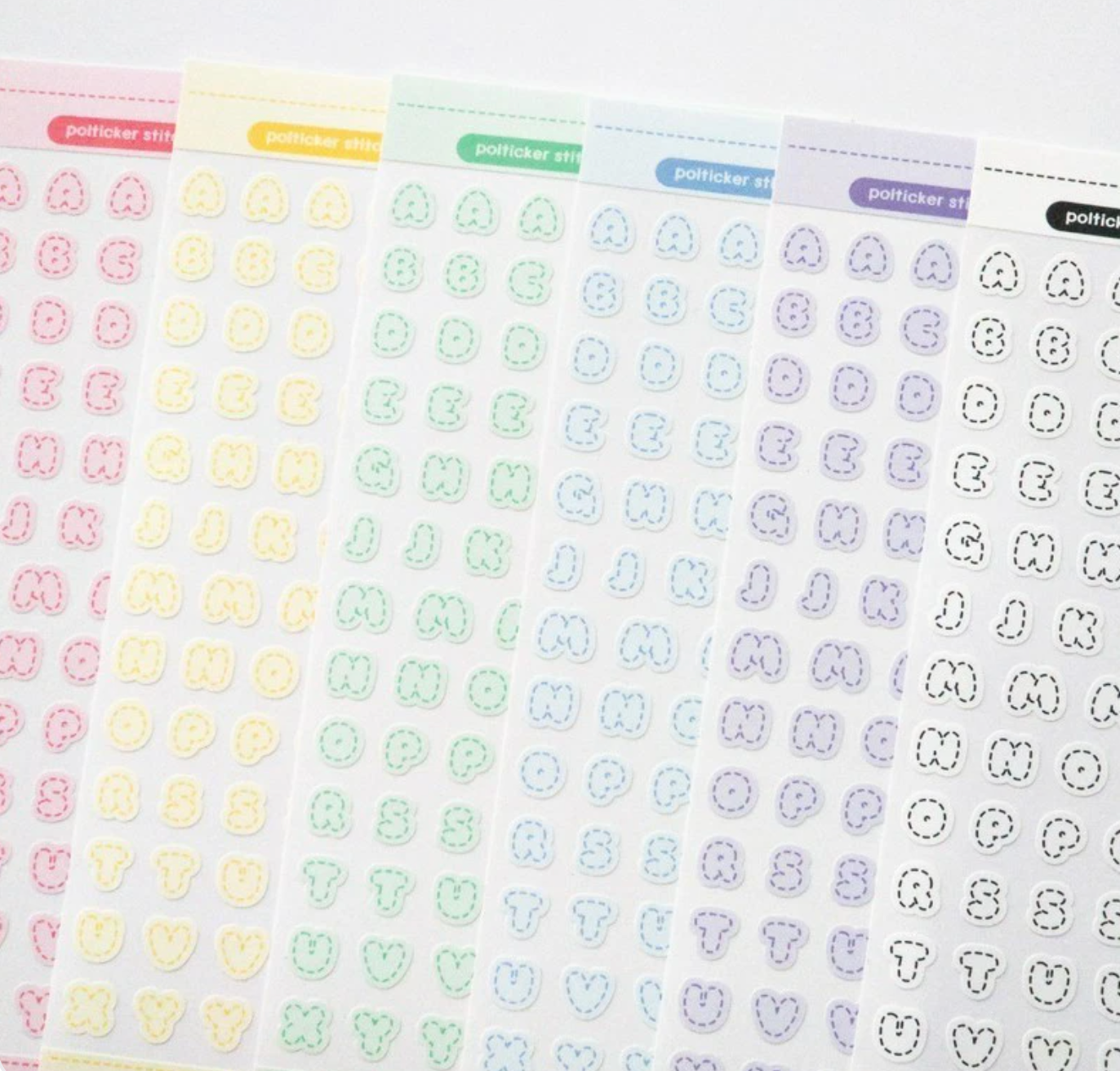 [PT07] NEW Polticker 'Pastel Stitch' Alphabet Sticker Sheets (options)