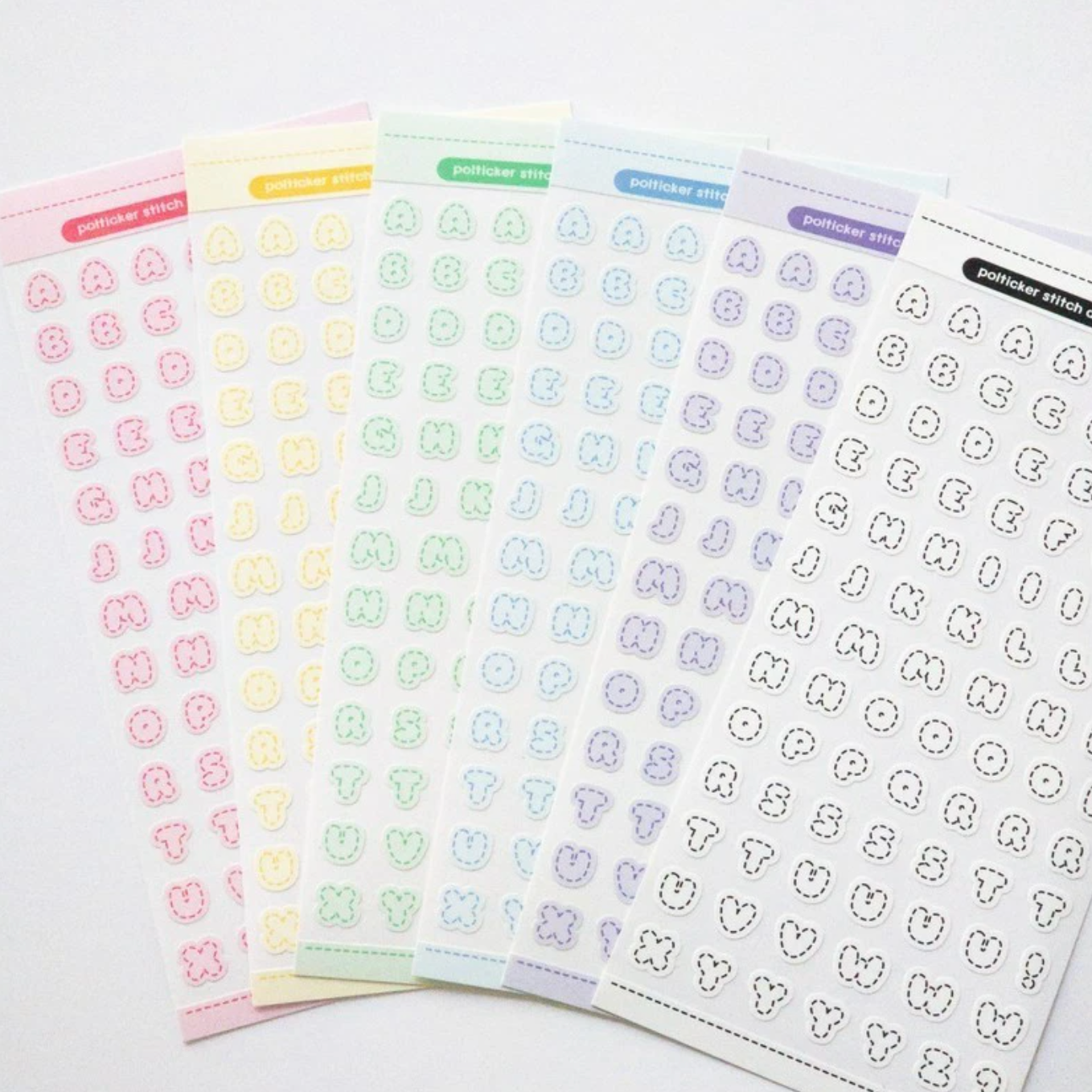 [PT07] NEW Polticker 'Pastel Stitch' Alphabet Sticker Sheets (options)