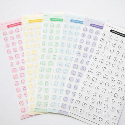 [PT07] NEW Polticker 'Pastel Stitch' Alphabet Sticker Sheets (options)