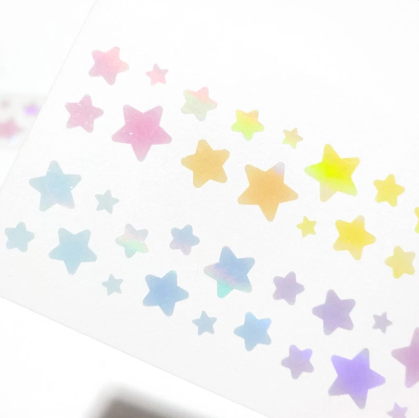 [PT11] NEW Polticker 'Emobossed Pastel Star' Rainbow Foil Kisscut Masking Tape