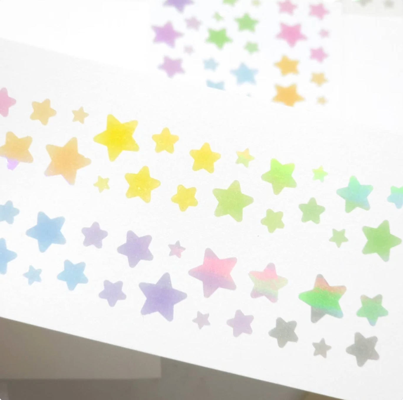 [PT11] NEW Polticker 'Emobossed Pastel Star' Rainbow Foil Kisscut Masking Tape