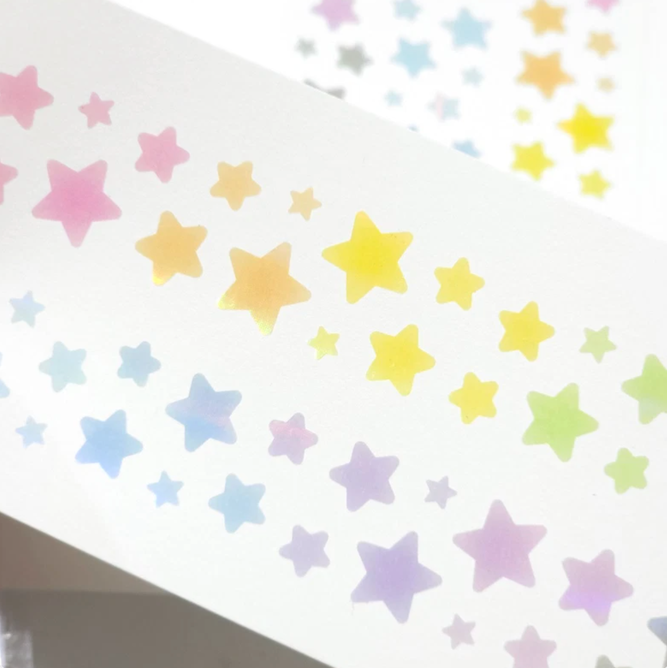 [PT11] NEW Polticker 'Emobossed Pastel Star' Rainbow Foil Kisscut Masking Tape