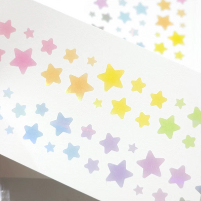 [PT11] NEW Polticker 'Emobossed Pastel Star' Rainbow Foil Kisscut Masking Tape