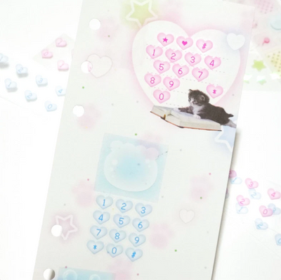 [PT14] NEW Polticker 'Embossed Hear Number Buttons' Kisscut Masking Tape