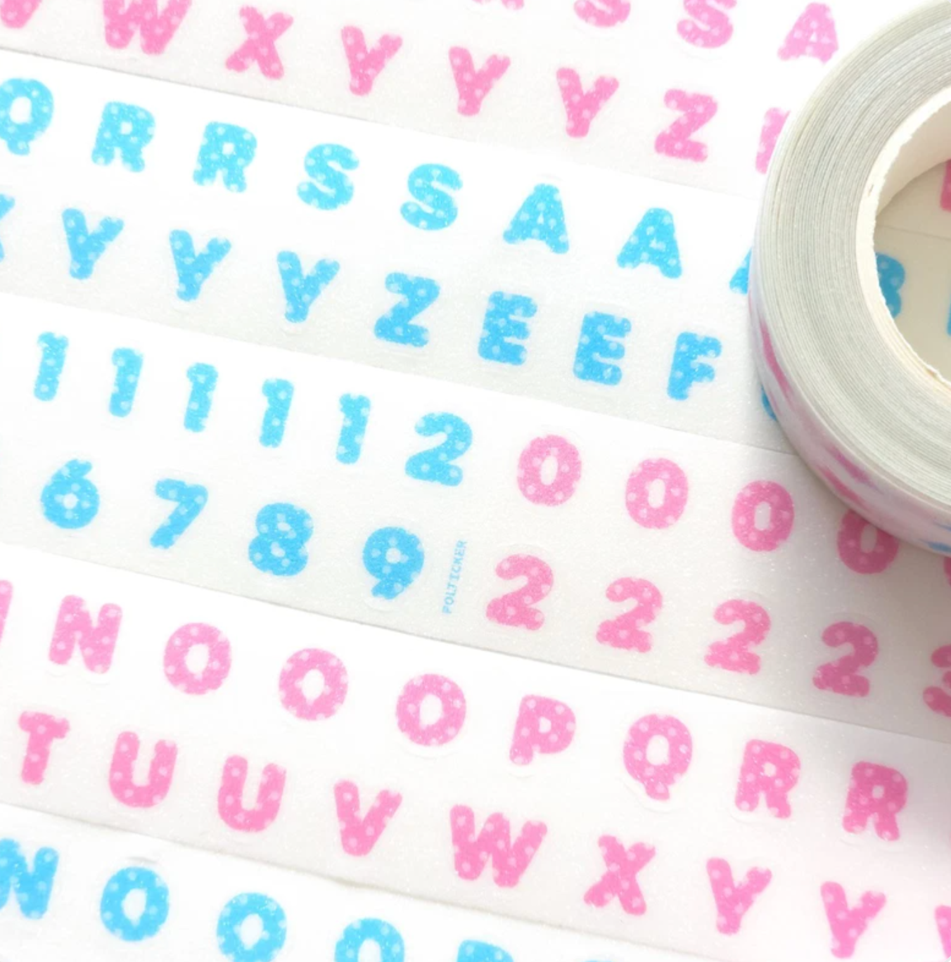 [PT16] NEW Polticker 'Dotted Glitter Alphabet' Sugar Glitter Kisscut Masking Tape (options)