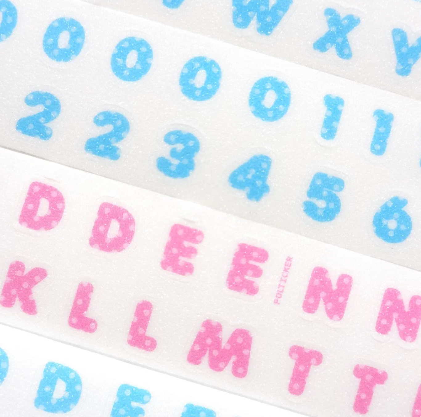 [PT16] NEW Polticker 'Dotted Glitter Alphabet' Sugar Glitter Kisscut Masking Tape (options)