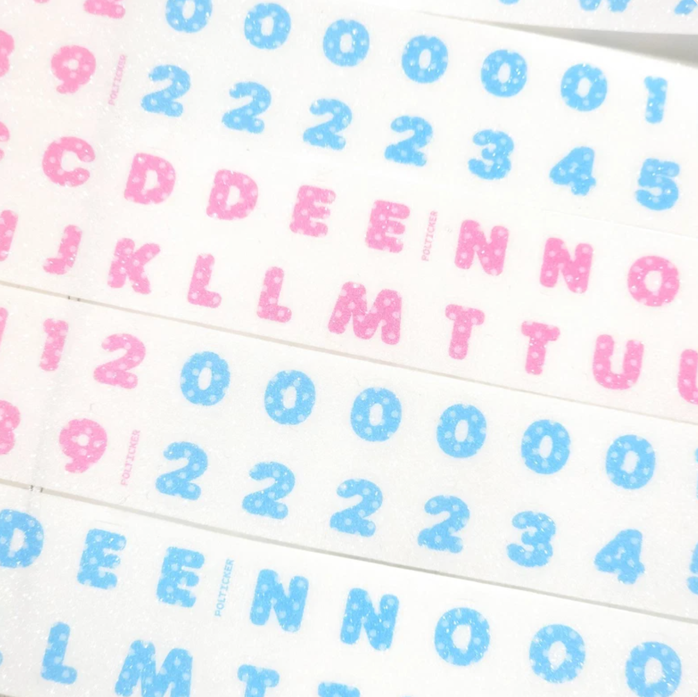 [PT16] NEW Polticker 'Dotted Glitter Alphabet' Sugar Glitter Kisscut Masking Tape (options)