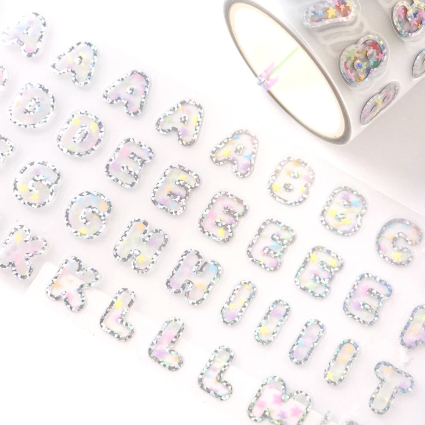 [PT19] NEW Polticker 'Star Candy Big Hologram Foil Alphabet' Kisscut Masking Tape (options)