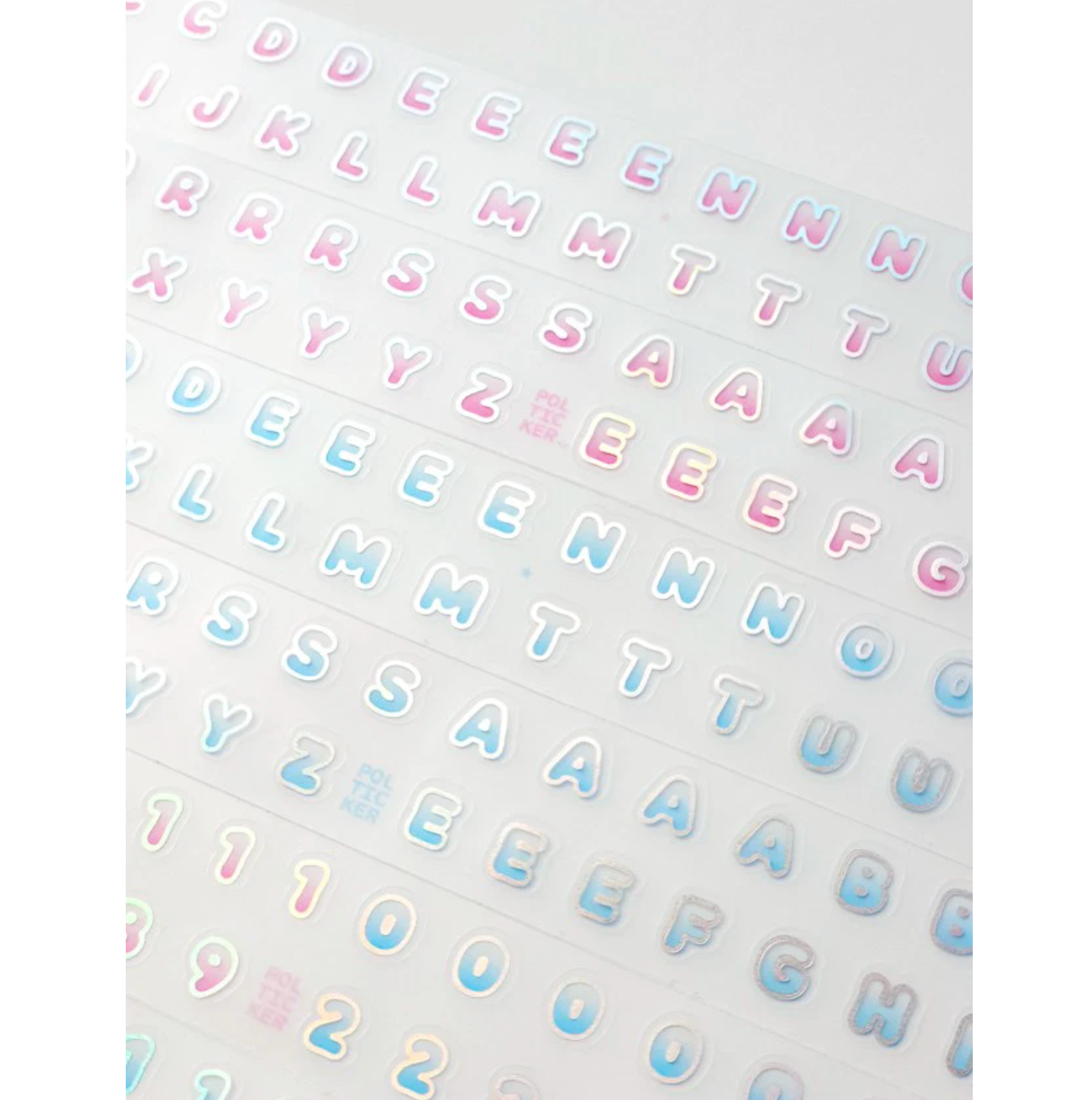 [PT21] NEW Polticker 'Rounded Outline Alphabet' Hologram Kisscut Masking Tape (options)