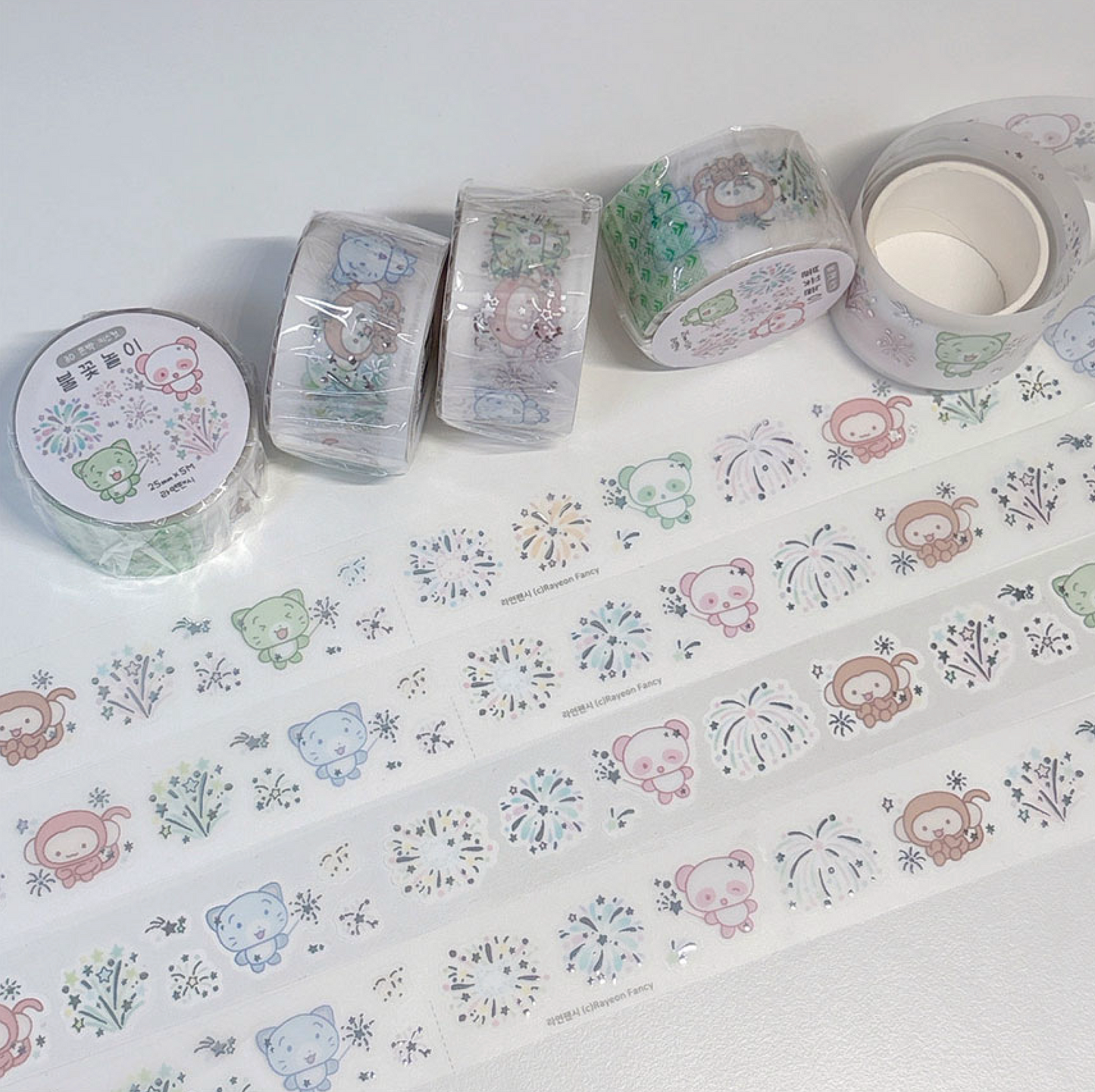 [RY30] NEW Rayeon Fancy 'Firework Clear 3D Silver Foil' Kisscut Masking Tape