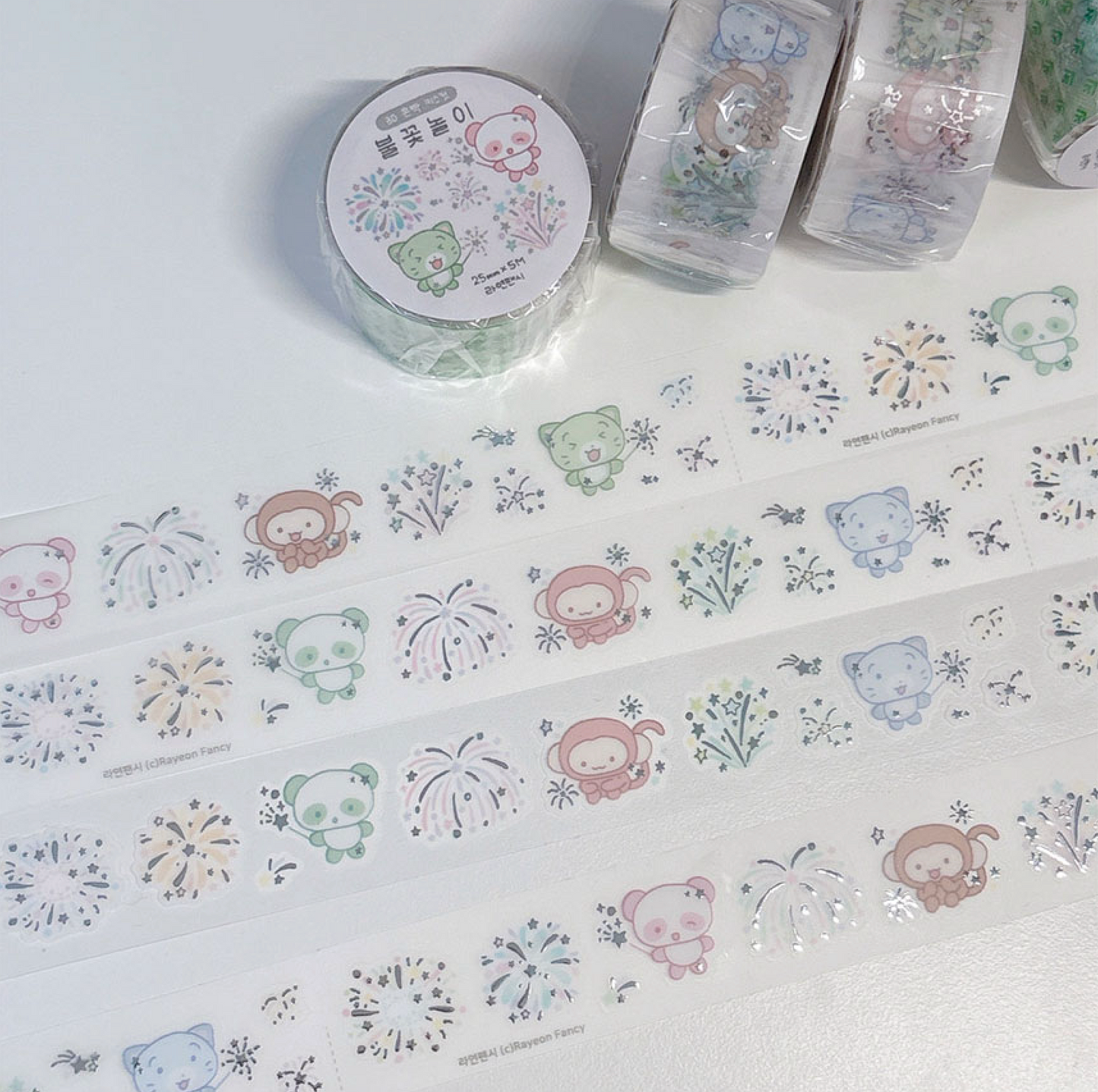 [RY30] NEW Rayeon Fancy 'Firework Clear 3D Silver Foil' Kisscut Masking Tape