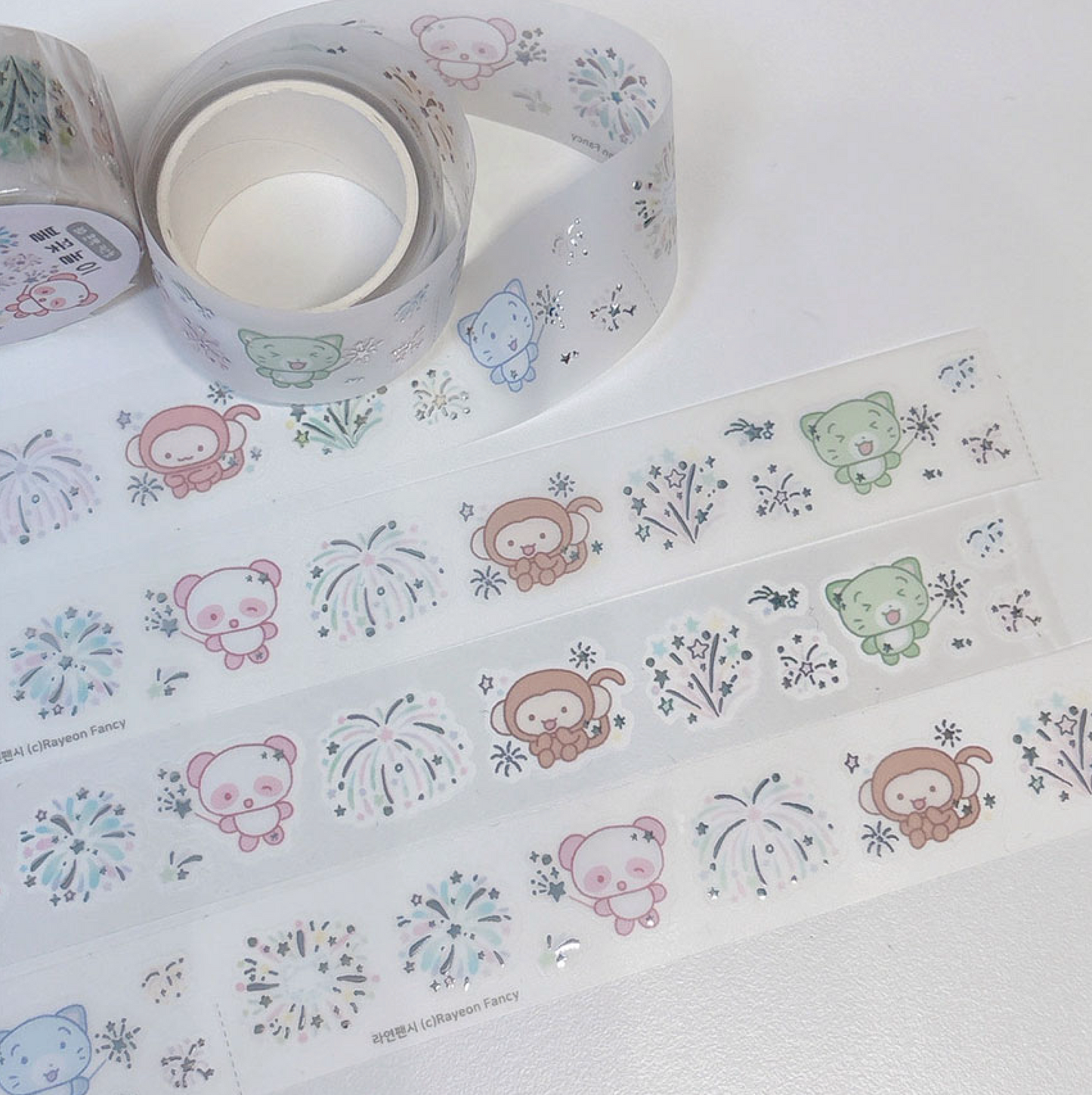 [RY30] NEW Rayeon Fancy 'Firework Clear 3D Silver Foil' Kisscut Masking Tape