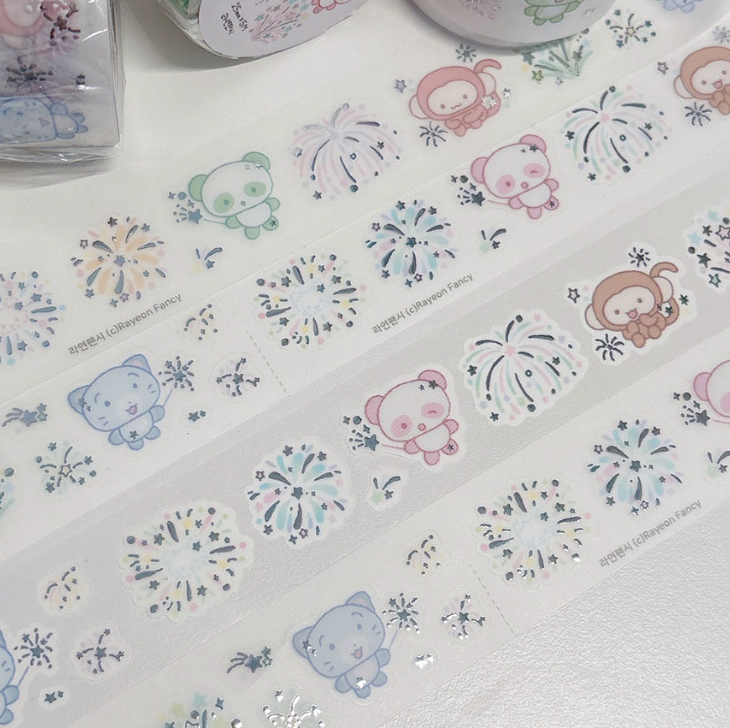 [RY30] NEW Rayeon Fancy 'Firework Clear 3D Silver Foil' Kisscut Masking Tape