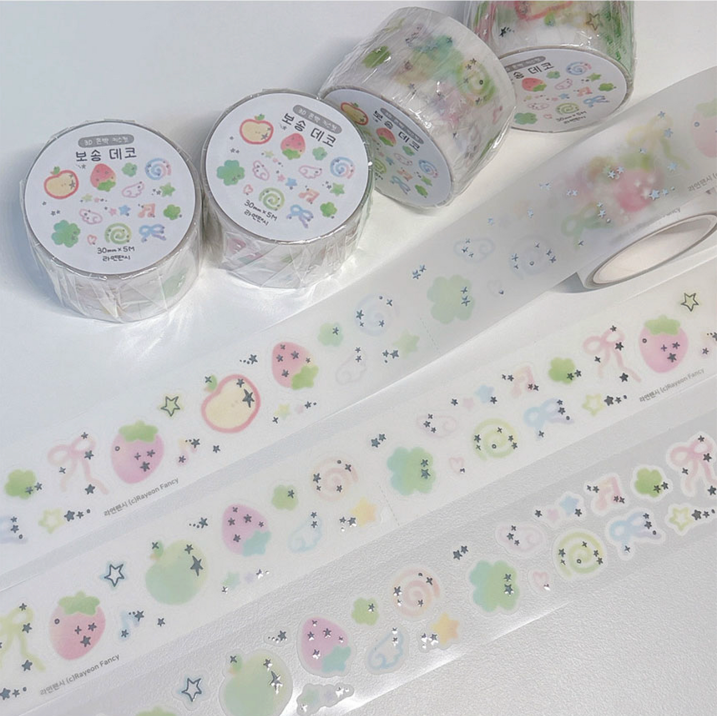 [RY31] NEW Rayeon Fancy 'Soft Deco Clear 3D Foil' Kisscut Masking Tape
