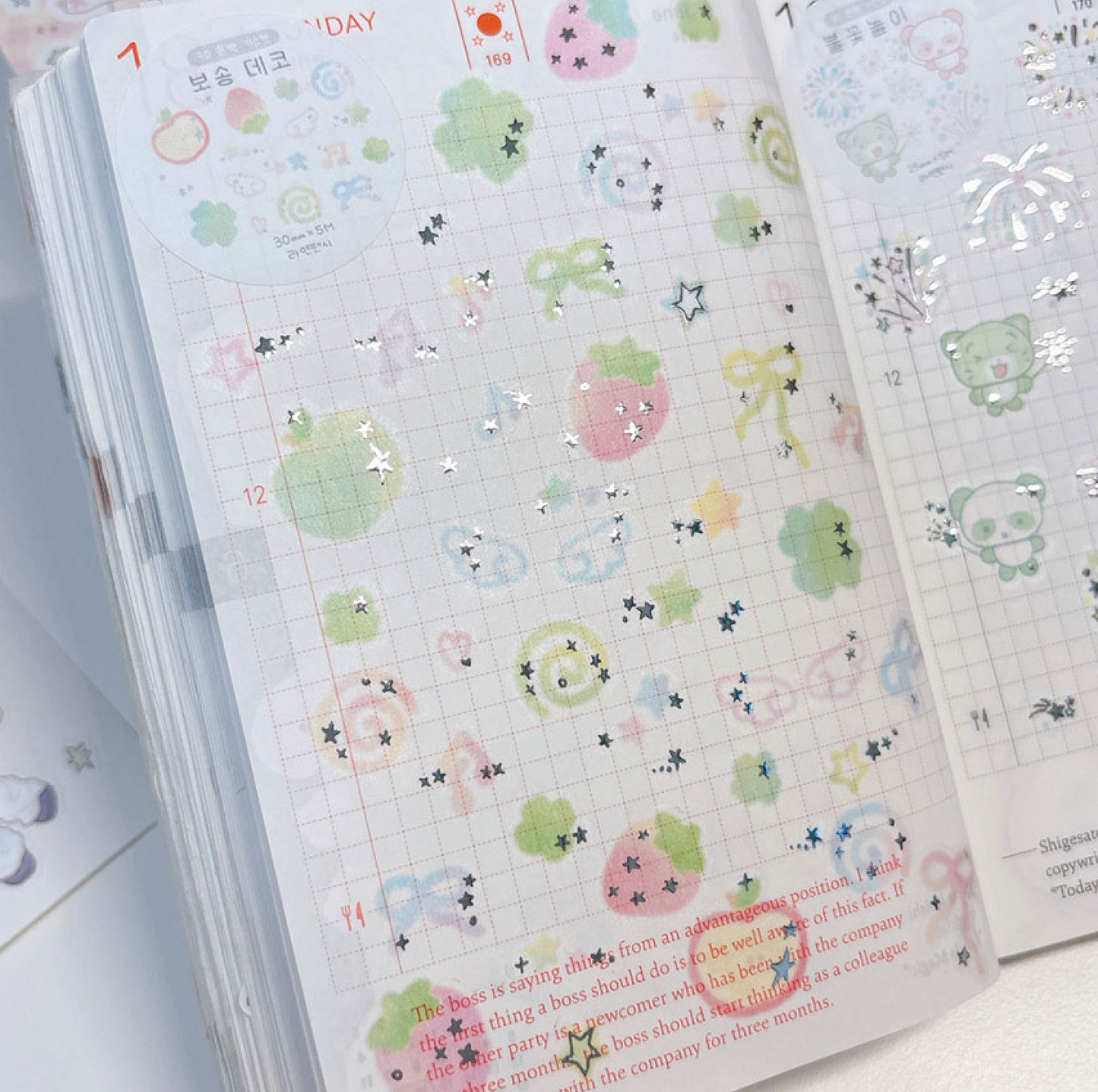 [RY31] NEW Rayeon Fancy 'Soft Deco Clear 3D Foil' Kisscut Masking Tape