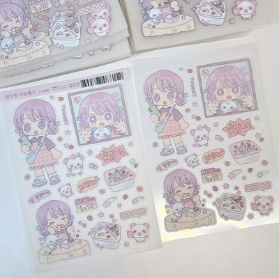 [RY23] NEW Rayeon Fancy 'New Yogurt Menu is Out!' Sand Glitter Clear Sticker Sheet