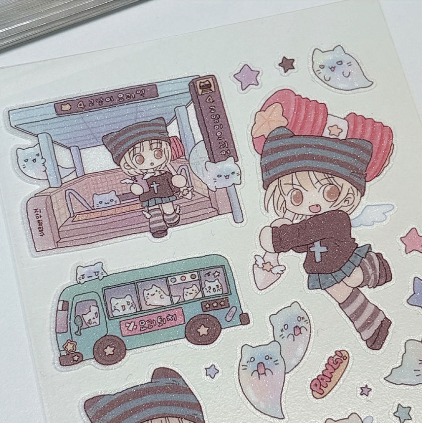 [RY19] NEW Rayeon Fancy 'Yokai Hunting' Sand Glitter Clear Sticker Sheet