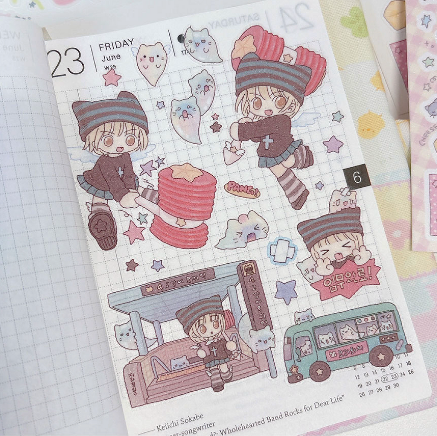 [RY19] NEW Rayeon Fancy 'Yokai Hunting' Sand Glitter Clear Sticker Sheet