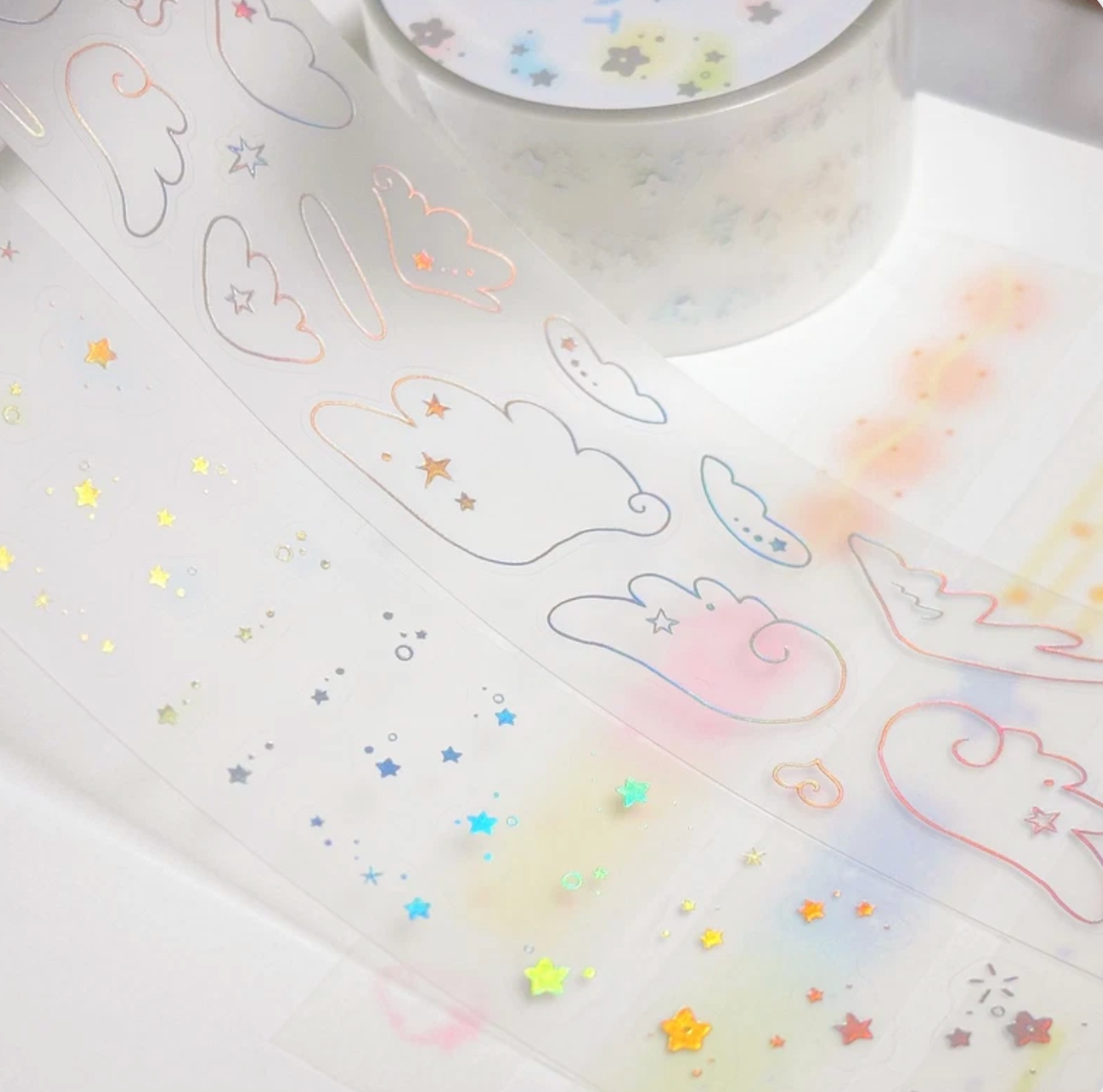 [CW129] NEW Cotton World 'Star Land/Silver Wings' Kisscut Masking Tape