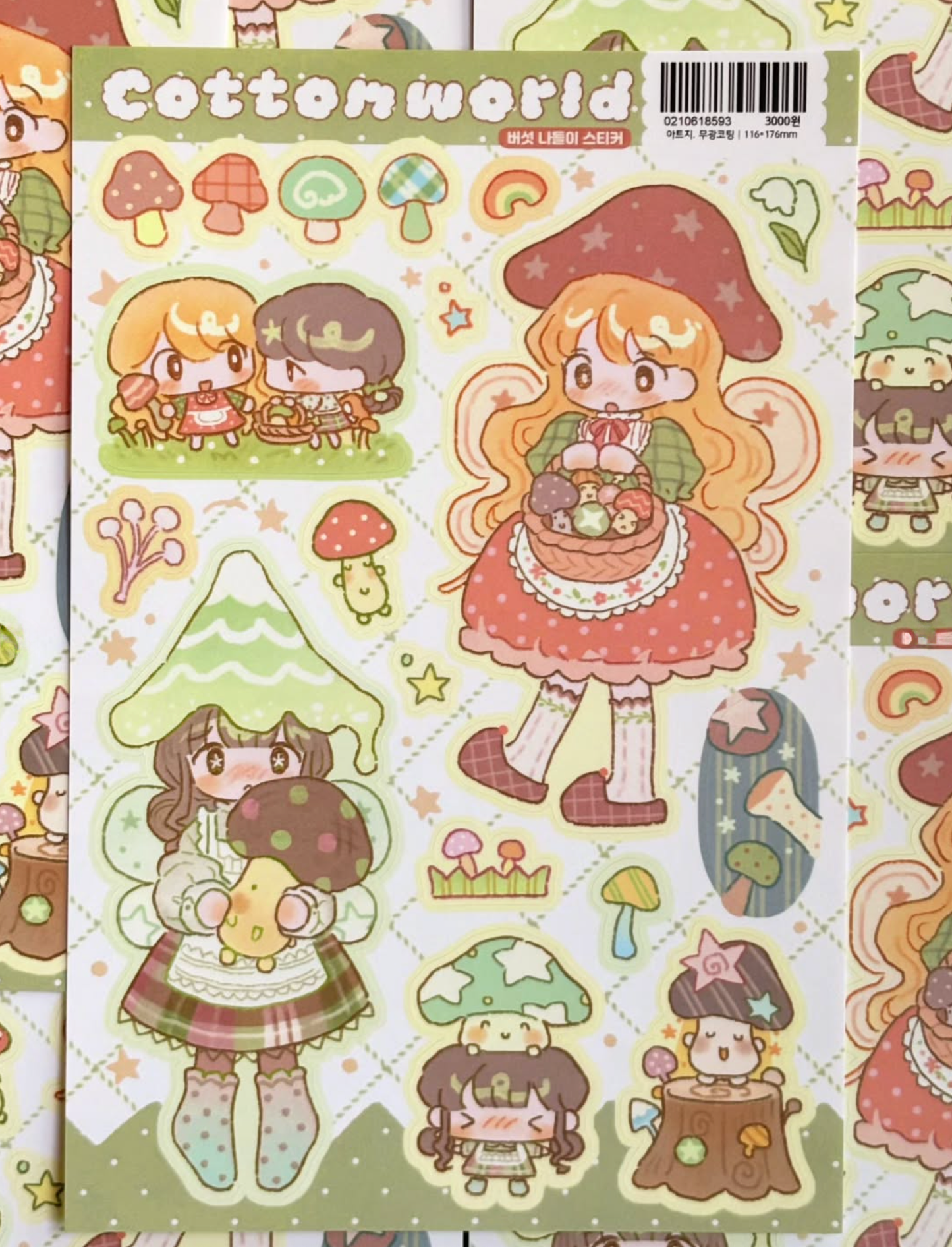[CW135] NEW Cotton World 'Mushroom Outing' Sticker Sheet