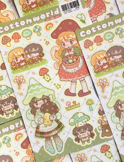 [CW135] NEW Cotton World 'Mushroom Outing' Sticker Sheet