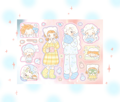 [CW138] NEW Cotton World 'Night Routine' Sticker Sheet
