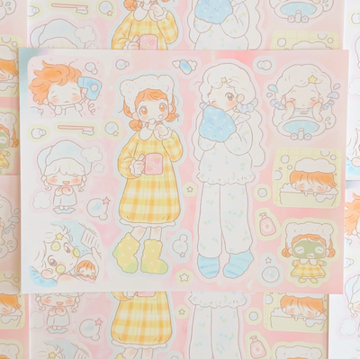 [CW138] NEW Cotton World 'Night Routine' Sticker Sheet