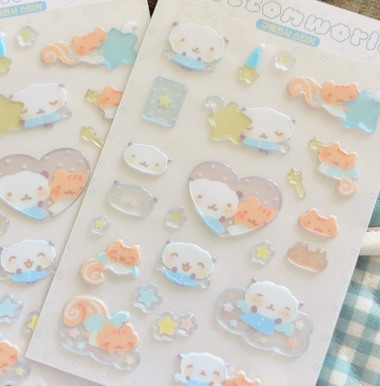 [CW142] NEW Cotton World 'Cloud Angel/Angel Coffee' Puffy Sticker Sheet (options)