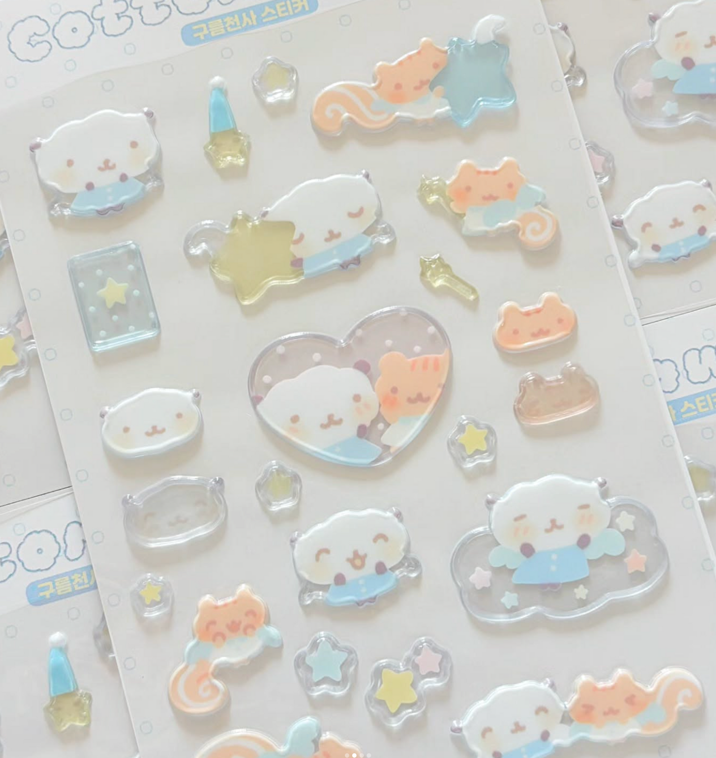 [CW142] NEW Cotton World 'Cloud Angel/Angel Coffee' Puffy Sticker Sheet (options)